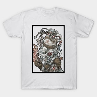 Steampunk Devil Ferret - Black Outline T-Shirt